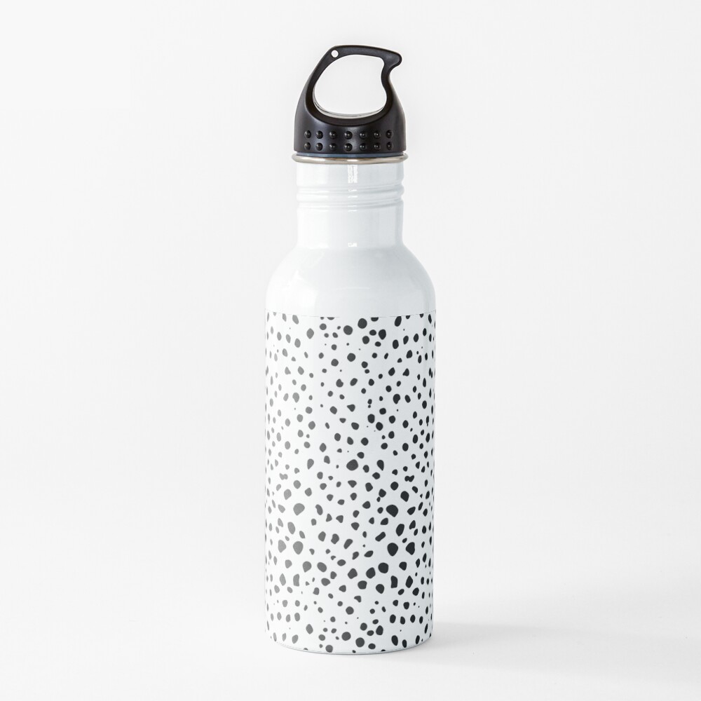 Dalmatian Spots - Black and White Polka Dots Water Bottle