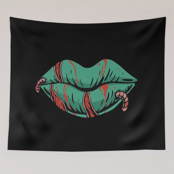 Item preview, Lips with worm and blood designed and sold by mouad naouiri.