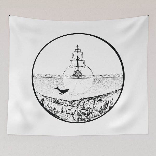 Item preview, LOOKING FOR NEW LANDS - sailing ship sails into the sunset designed and sold by WanderlustDM.