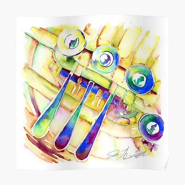 Colorful French Horn Poster