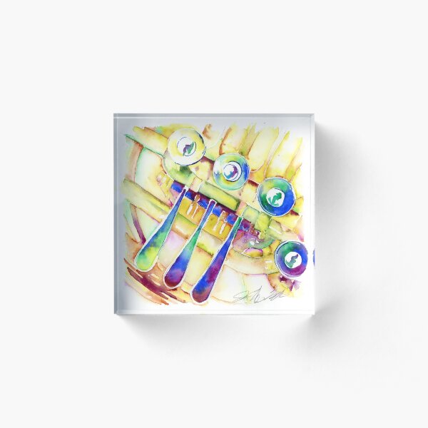 Colorful French Horn Acrylic Block