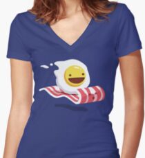Egg Bacon Buddies Women's Fitted V-Neck T-Shirt