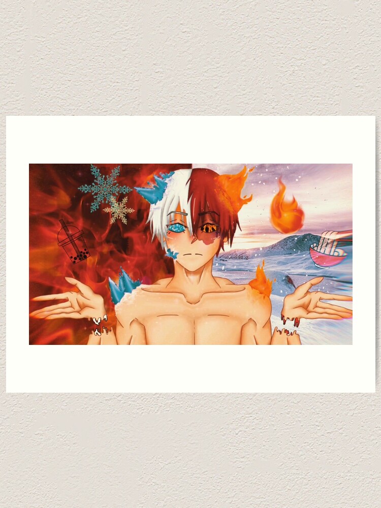 "Todoroki half fire & half ice" Art Print by DekuBean Redbubble