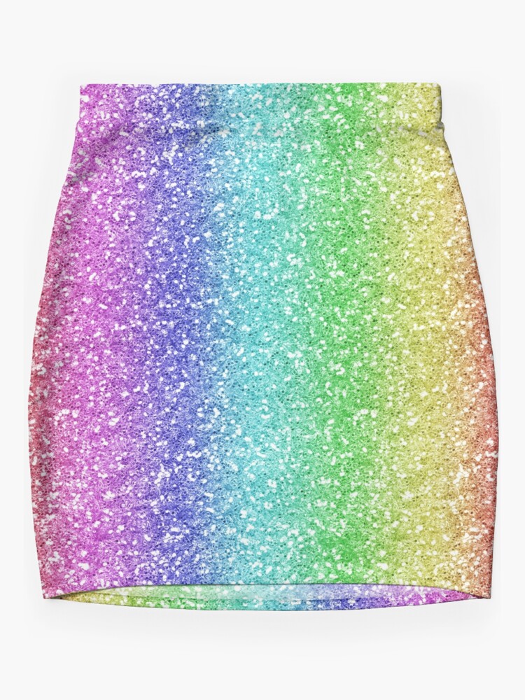 Disover vertical rainbow glitter metallic ombre girly trend Mini Skirt