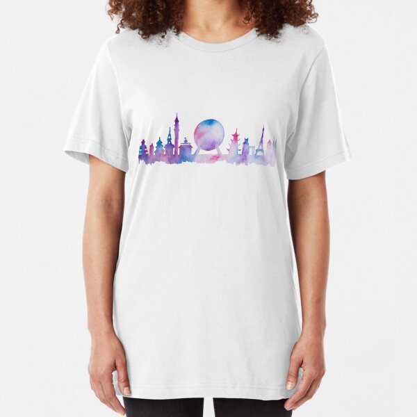 Orlando Future Theme Park Inspired Skyline Silhouette Slim Fit T-Shirt
