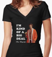 Anchorman - Ron Bergundy - "Big Deal" Women's Fitted V-Neck T-Shirt