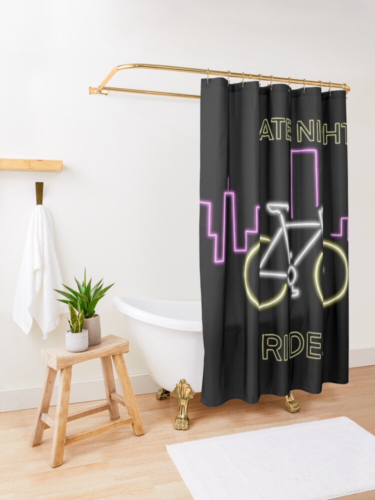 Alternate view of Late Night Rides V1 (Neon Signs) Shower Curtain