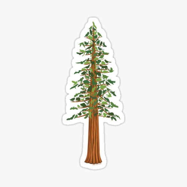 Redwood Forest Tree made from Birds and Animals Sticker