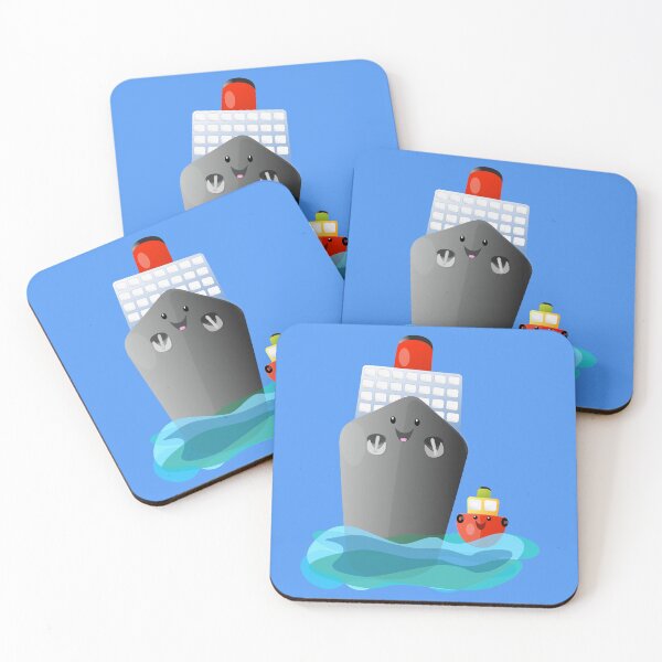 Item preview, Cute ocean liner ship tug cartoon illustration designed and sold by FrogFactory.
