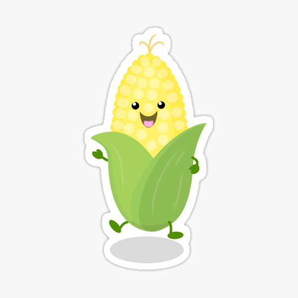 Cute happy corn cartoon illustration Sticker