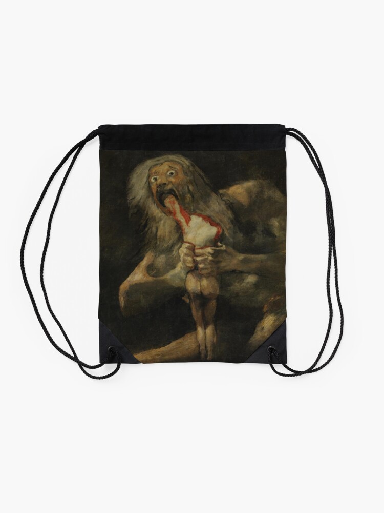 Alternate view of Saturn Devouring His Son by Francisco Goya (c. 1819–1823) Drawstring Bag