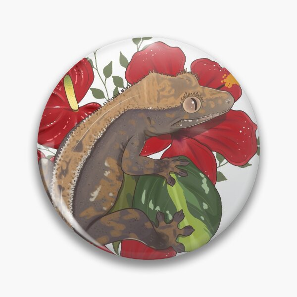 Item preview, Crested Gecko with Hibiscus and Anthurium designed and sold by Paige Penrose.
