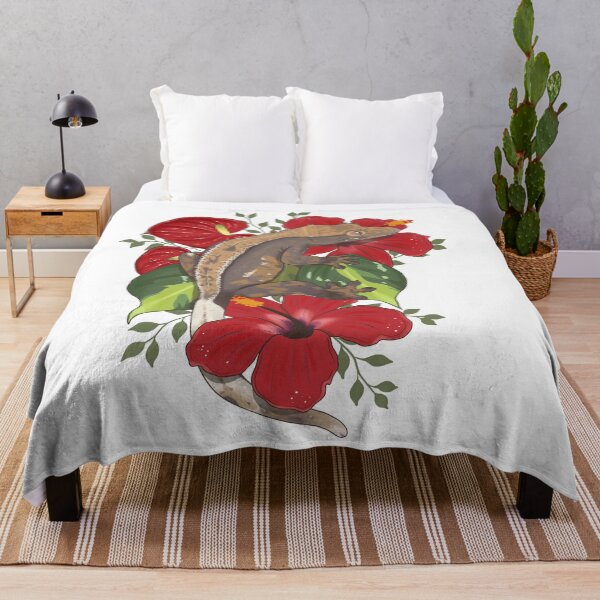 Item preview, Crested Gecko with Hibiscus and Anthurium designed and sold by Paige Penrose.