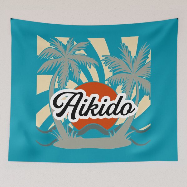 Item preview, Aikido Beach T-Shirt, Retro, Red Sun and Palm Trees designed and sold by Polishthestone.