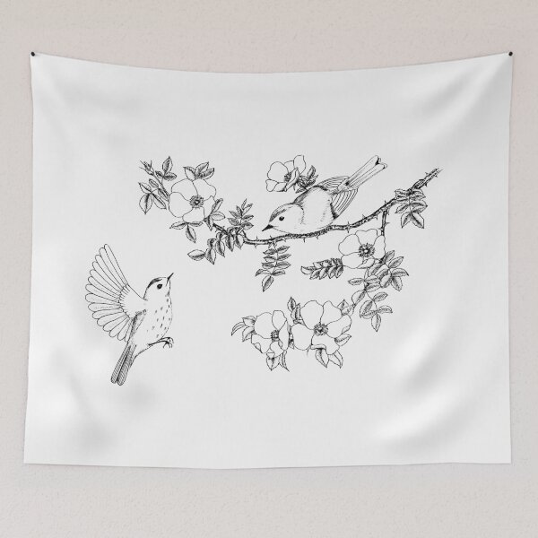 Item preview, Little birds in the branches of the wild rose designed and sold by Olga Shashok.
