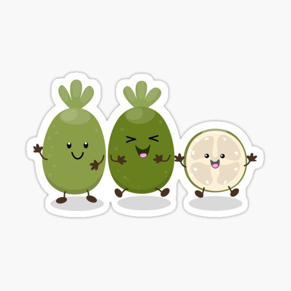 Cute pineapple guava feijoa cartoon illustration Sticker