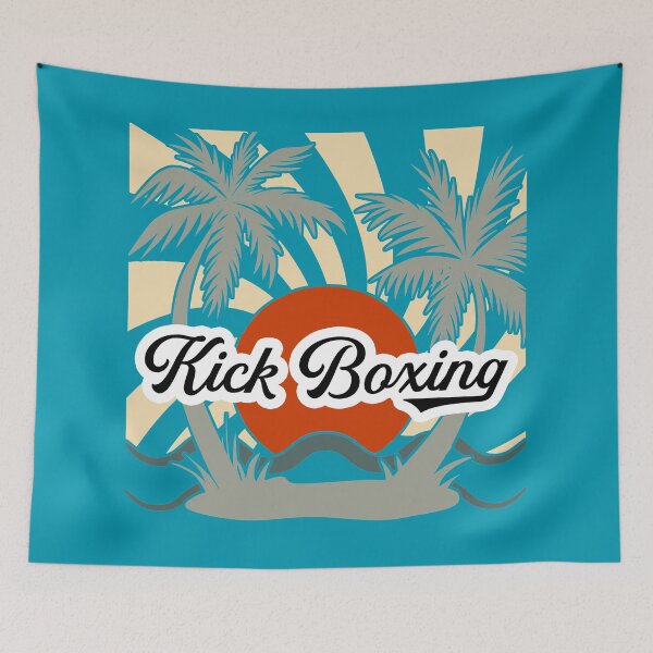 Item preview, Kick Boxing Beach T-Shirt, Retro, Red Sun and Palm Trees designed and sold by Polishthestone.