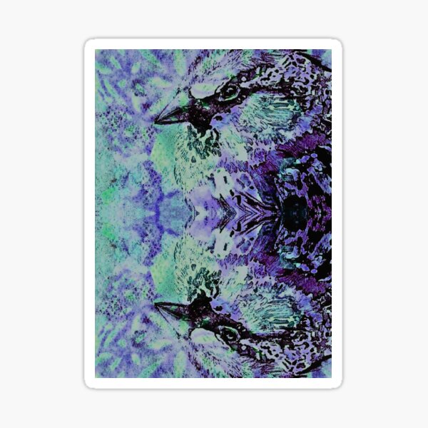 Bird In A Mirror Purple Sticker