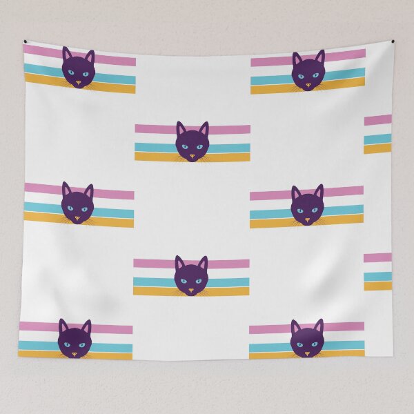 Item preview, Mysterious Purple Cat Face Art Geometric print designed and sold by doodabobs.