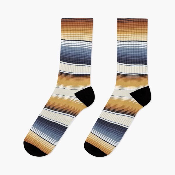 Artikelvorschau, Indigoblaue, bernsteinfarbene Braun- und Navajo-Weiß-Southwest-Serape-Deckenstreifen entworfen und verkauft von Artefficient.