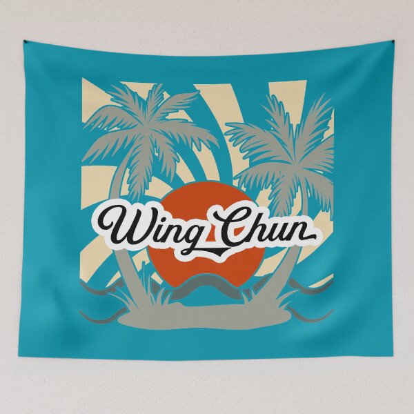 Item preview, Wing Chun Beach T-Shirt, Retro, Red Sun and Palm Trees designed and sold by Polishthestone.