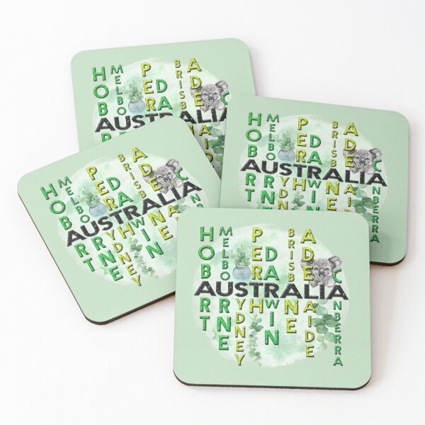 Item preview, COLOURFUL AUSTRALIA- CITIES OF AUSTRALIA WITH EUCALYPTUS LEAVES AND SWEET KOALA- #SEPTCHO2020 designed and sold by Jane Holloway.