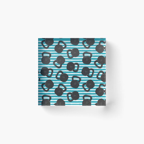Item preview, kettlebells - teal stripes designed and sold by littlearrow.