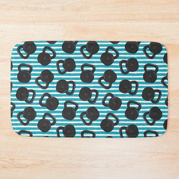 Item preview, kettlebells - teal stripes designed and sold by littlearrow.
