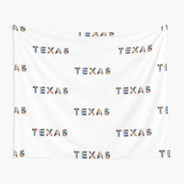 Orange, Blue, and Grey State of Texas Letters Tapestry