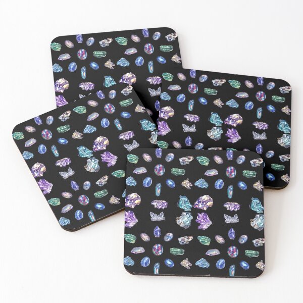 Item preview, Crystals 2 - Gemstones Watercolor Pastel Black designed and sold by Quirkle Berry.