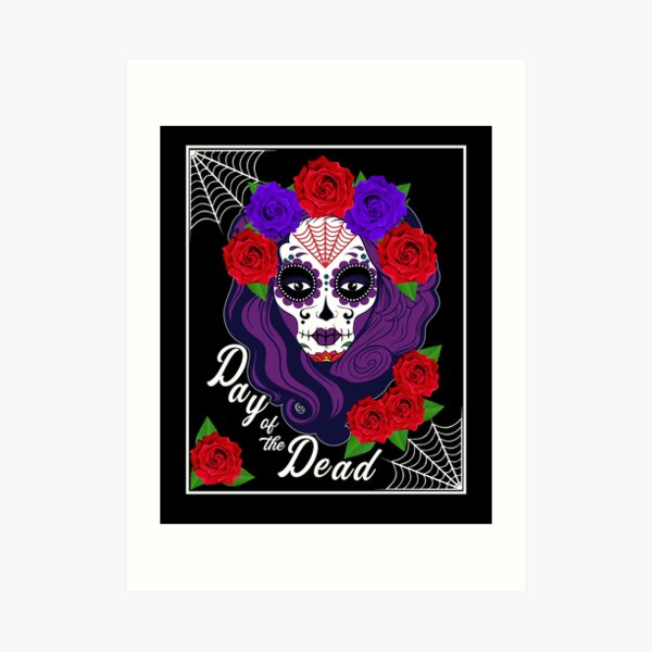La Catrina Tag der Toten Mexikanische Kunst T-Shirt für Frauen Kunstdruck