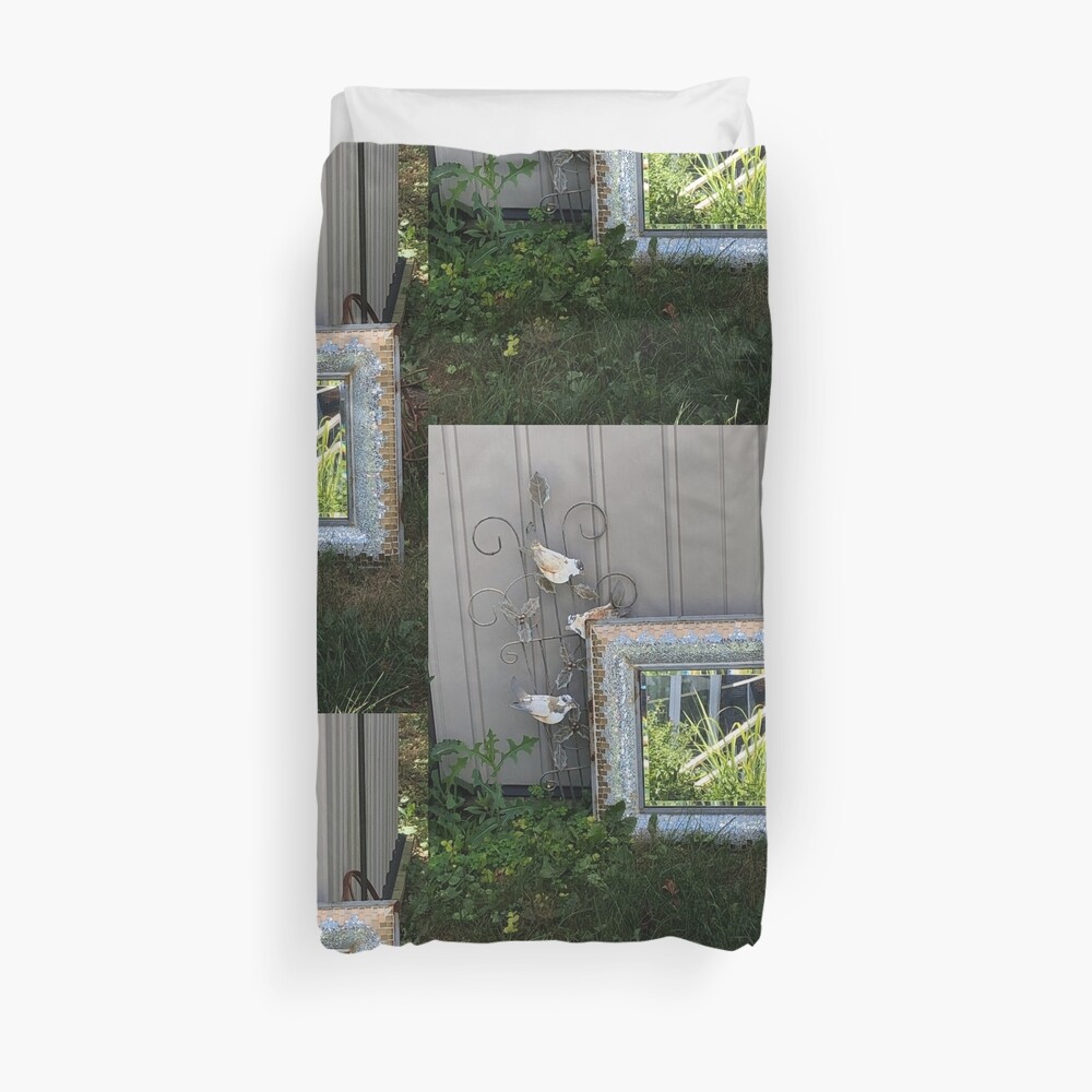 Gold mirror, bathroom decor, Mirror in the filed, lost mirror, sparkling mirror, Duvet Cover