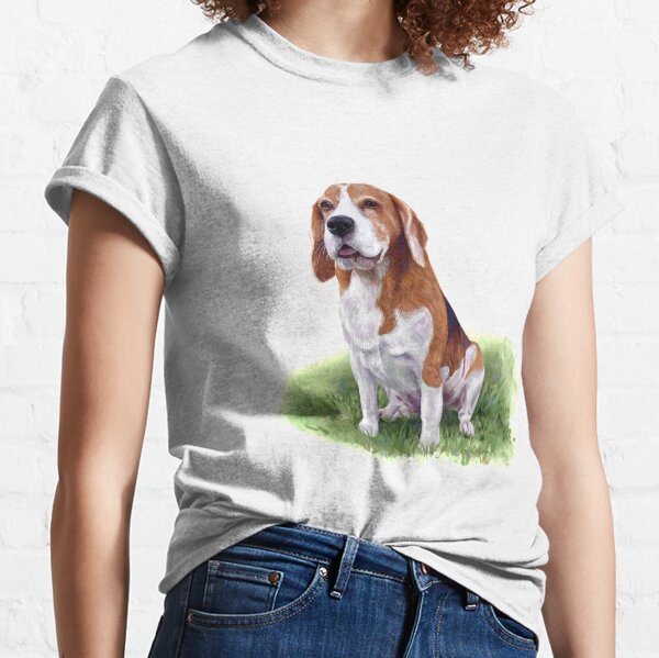 Item preview, Beagle dog sitting on green yard, digital painting designed and sold by hadkhanong.