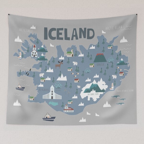 Item preview, ICELAND illustrated map designed and sold by Trio's Stuff.