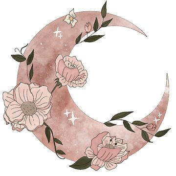 Artwork thumbnail, Floral Crescent Moon by Dollfacedesign