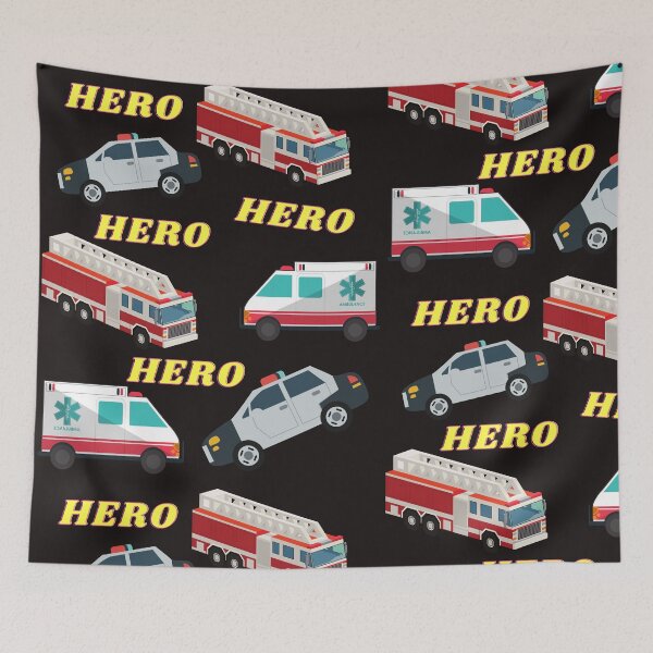 Item preview,  Hero Firefighters,Police and Medics Kids Pattern designed and sold by Samsdesignshop.