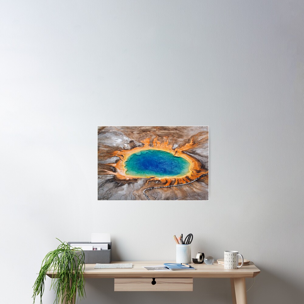 Grand Prismatic Spring - Aerial in Yellowstone Poster