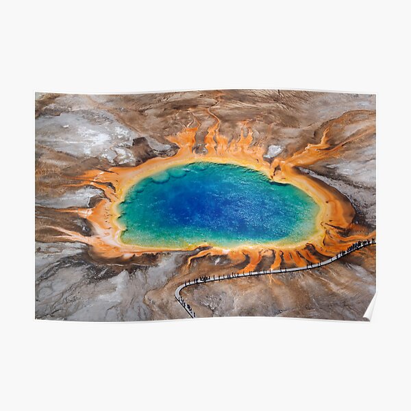Grand Prismatic Spring - Aerial in Yellowstone Poster