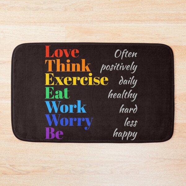 Item preview, love often, think positively,exercise daily, eat healthy, work hard, worry less, be happy designed and sold by doctors-apparel.