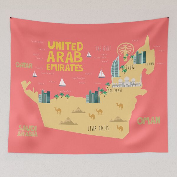 Item preview, UAE illustrated map designed and sold by Trio's Stuff.