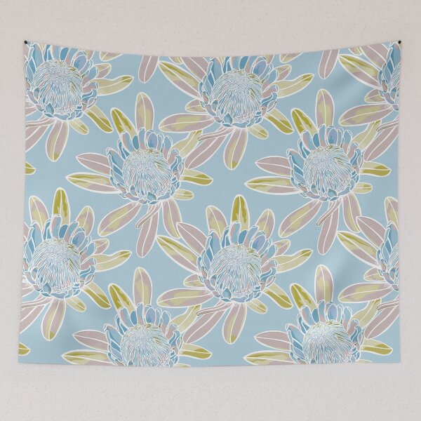 Item preview, Romantic Protea Garden - Blue and Green designed and sold by Sketchbook Designs.