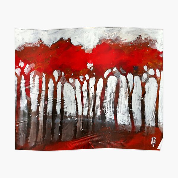 A forest of red trees Poster