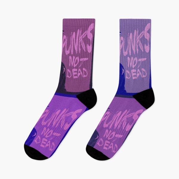 Item preview,  Purple Grid Punks not Dead Charlie Chaplin Typographic Illustration designed and sold by LJWDesigns.