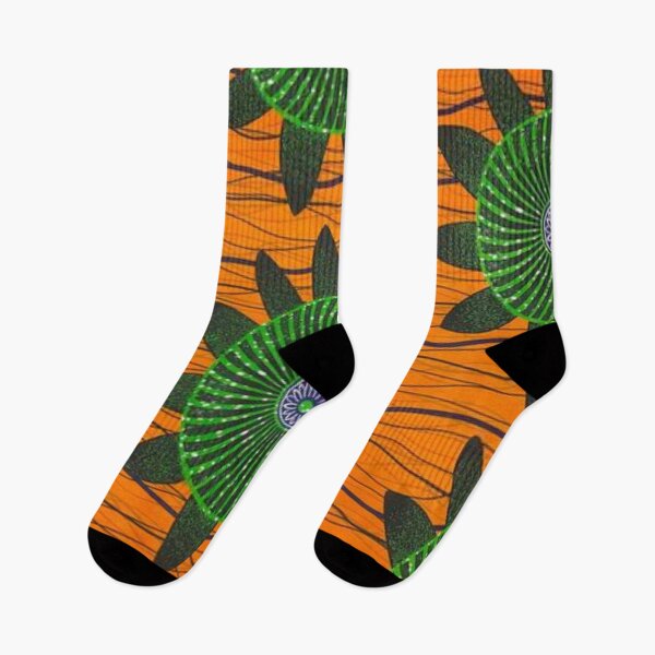 Item preview, Green and Orange Flower Pattern designed and sold by africanvisuals.