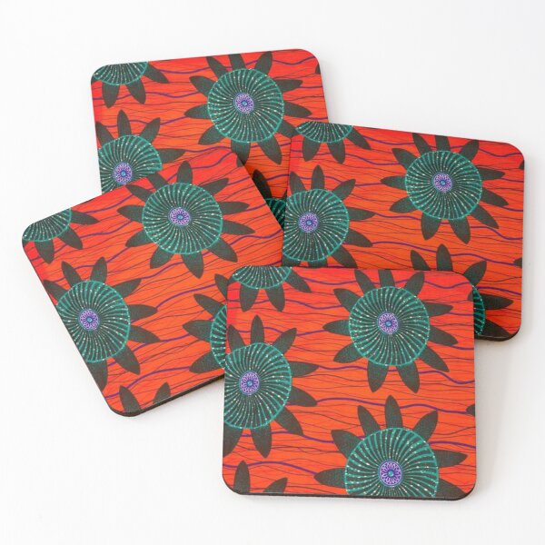 Item preview, Red and Blue Flower Pattern designed and sold by africanvisuals.