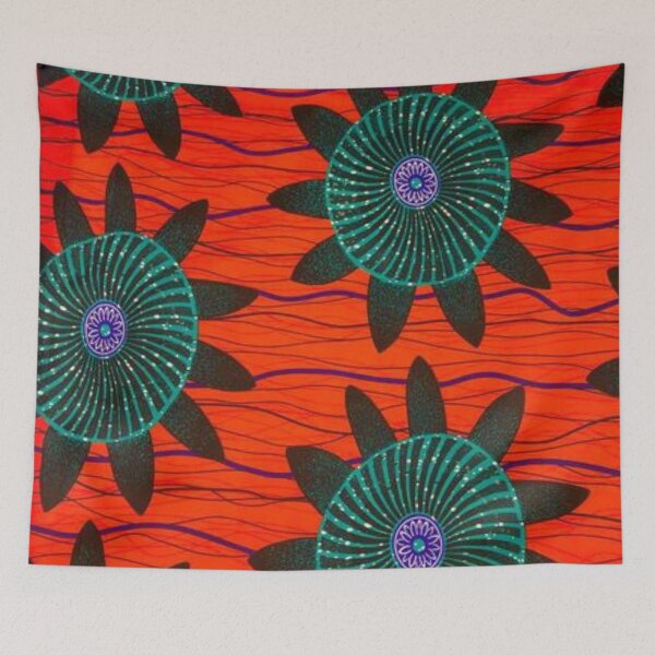 Item preview, Red and Blue Flower Pattern designed and sold by africanvisuals.