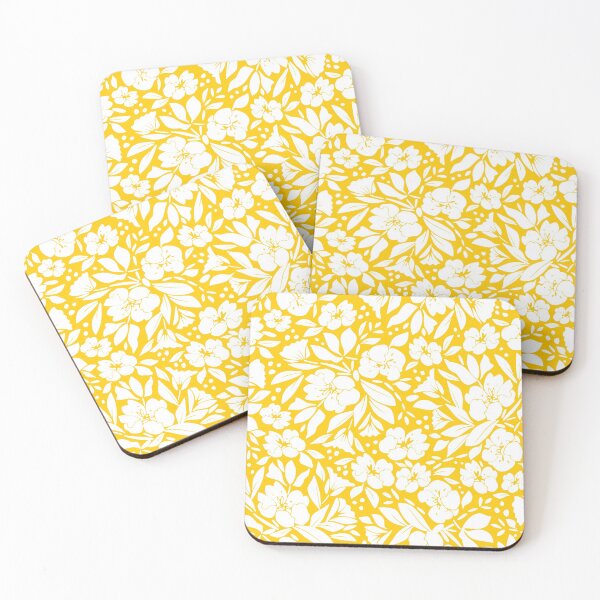 Item preview, White Floral On Yellow designed and sold by mariamsol.