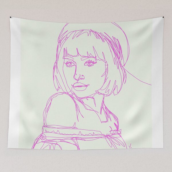 Item preview, pink girl line drawing  designed and sold by Hetbet123.
