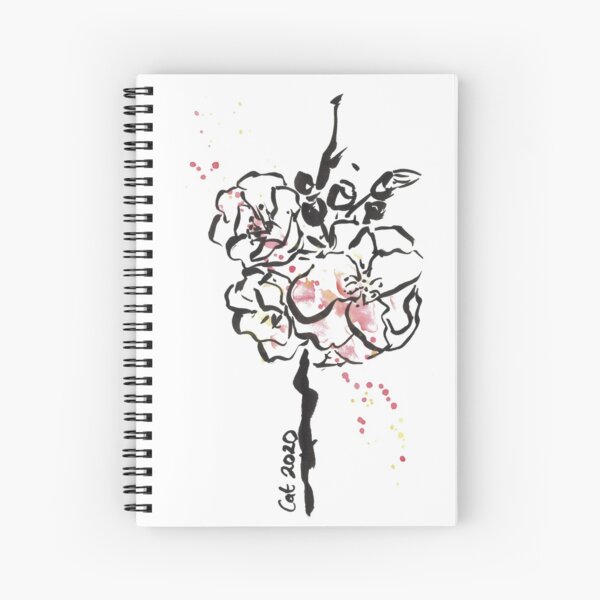 Brush Pen Cherry Blossom Spiral Notebook