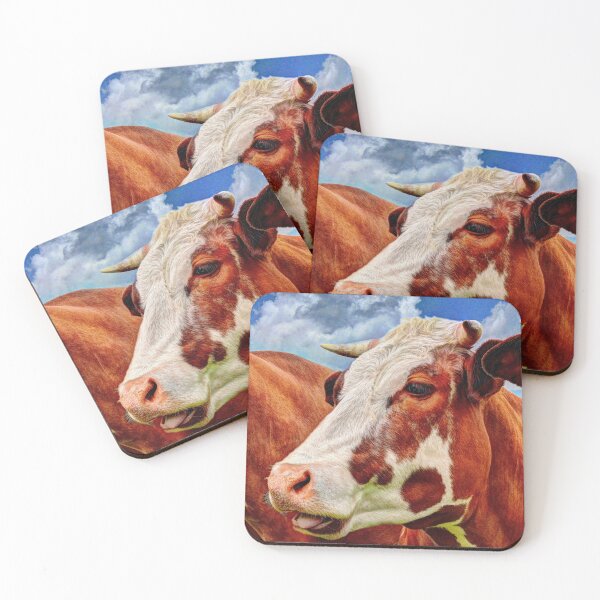 Item preview, Red / White Cow in Meadow designed and sold by hendrikjan1958.